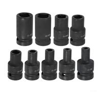 babominimer 10pcs Square Tap Socket Set, 1/2 Inch Drive Chromium Vanadium Steel, Fits M6 to Rethreading Taps, Compatible with Ratchet Wrench or Pneumatic Driver, Black