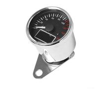 babominimer 12V Motorcycle Digital Odometer Speedometer with Tachometer and LED LCD Fuel Gauge, Retro Chrome ABS Shell, Waterproof, Anti-Glare Clear Lens, Compatible with(White)