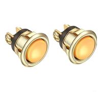 babominimer 2 Pack Lighted Wired Doorbell Button Replacement, Standard Size 0.63 Inch Hole Compatible with Most Doorbells, Illuminated Gold Border and Pearl White Finish,
