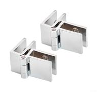 babominimer 2 Pcs Silver Zinc Alloy Glass Door Hinges Clamp Set for Bathroom Shower or Cabinet Doors, Suitable for 5-8mm Glass, Wood or Metal Panels, Easy Installation Ha(90 Degrees)