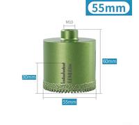babominimer 20-60mm M10 Serrated Drill Bit Set for for Marble Granite Tile Concrete, Dry Drilling Opener with Brazed Tip, Suitable for for Quartzite Rock Slab(55mm)