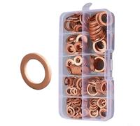 babominimer 200 Pieces Copper Crush Washer Seal Ring Gasket Assortment Kit, Long Lasting O-Type Copper Washers for for Engine Oil Drain Plug Sealing and Maintenance in Automobiles,