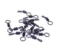babominimer 20pcs Carp Fishing Terminal Tackle QC Rigs Snap Swivels, Quick Change Clam Lock Helicopter Swivels with Large Eye 5mm, Stainless Steel 24mm Length Black for