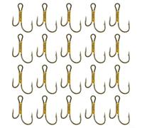 babominimer 20pcs Double Fishing Hooks High Carbon Steel Golden Barbed Hook Set for Freshwater and Saltwater Angling, Strong Lasting Treble Design Suitable for Zander Pike(4#)