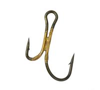 babominimer 20pcs Double Fishing Hooks High Carbon Steel Golden Barbed Hook Set for Freshwater and Saltwater Angling, Strong Lasting Treble Design Suitable for Zander Pike(6#)