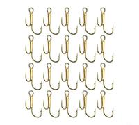babominimer 20pcs Double Fishing Hooks High Carbon Steel Golden Barbed Hook Set for Freshwater and Saltwater Angling, Strong Lasting Treble Design Suitable for Zander Pike(8#)