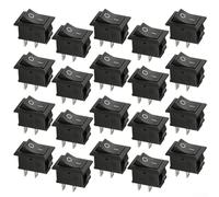 babominimer 20Pcs Toggle Switches 6A/250VAC 2 Pin On/Off Rocker Switch for Car Boat RV Auto Lamp Systems, Black White Red(Black)