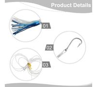 babominimer 22cm Octopus Trolling Lure Tuna Fishing Bait with Alloy and Stainless Steel Hooks, Large Sea Subbait Whisker Squid Artificial Jig for Saltwater Boat Rock Lake(15cm 65g 4)