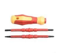 babominimer 3 Piece Electricians Screwdriver Set with PH1 PH2 and 5.0mm 6.0mm Slotted Bits, Chrome Vanadium Steel Insulated Handle, Magnetic Two-in-for for One Design for
