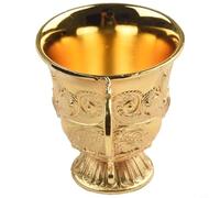 babominimer 30ml Vintage Metal Wine Glass Mini Liquor Goblet Aluminum Alloy Retro Small Drink Cup with Gold European Style for for Home Bar Kitchen Party Dinnerware Decoration(Handle Gold)