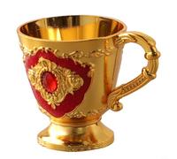 babominimer 30ml Vintage Metal Wine Glass Mini Liquor Goblet Aluminum Alloy Retro Small Drink Cup with Gold European Style for for Home Bar Kitchen Party Dinnerware Decoration(Oval Plate With Cup Red)