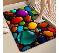 babominimer 3D Pebble Design Diatomite Bath Mat Super Absorbent Non Slip Backing Modern Textured Bathroom Rug for Shower Bathtub Door Red Blue Gray Yellow Green 40x30x20CM(80 * 120cm 3)