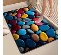 babominimer 3D Pebble Design Diatomite Bath Mat Super Absorbent Non Slip Backing Modern Textured Bathroom Rug for Shower Bathtub Door Red Blue Gray Yellow Green 40x30x20CM(50 * 80cm 5)