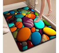 babominimer 3D Pebble Design Diatomite Bath Mat Super Absorbent Non Slip Backing Modern Textured Bathroom Rug for Shower Bathtub Door Red Blue Gray Yellow Green 40x30x20CM(60 * 90cm 9)