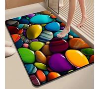 babominimer 3D Pebble Design Diatomite Bath Mat Super Absorbent Non Slip Backing Modern Textured Bathroom Rug for Shower Bathtub Door Red Blue Gray Yellow Green 40x30x20CM(50 * 80cm 2)