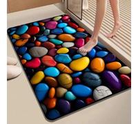 babominimer 3D Pebble Design Diatomite Bath Mat Super Absorbent Non Slip Backing Modern Textured Bathroom Rug for Shower Bathtub Door Red Blue Gray Yellow Green 40x30x20CM(80 * 120cm 4)
