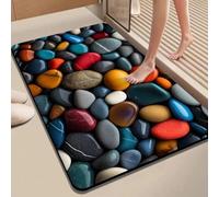 babominimer 3D Pebble Design Diatomite Bath Mat Super Absorbent Non Slip Backing Modern Textured Bathroom Rug for Shower Bathtub Door Red Blue Gray Yellow Green 40x30x20CM(60 * 90cm 6)