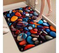 babominimer 3D Pebble Design Diatomite Bath Mat Super Absorbent Non Slip Backing Modern Textured Bathroom Rug for Shower Bathtub Door Red Blue Gray Yellow Green 40x30x20CM(40 * 60cm 1)
