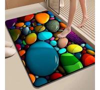babominimer 3D Pebble Design Diatomite Bath Mat Super Absorbent Non Slip Backing Modern Textured Bathroom Rug for Shower Bathtub Door Red Blue Gray Yellow Green 40x30x20CM(80 * 120cm 8)