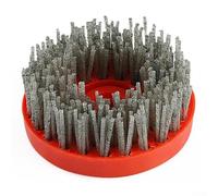 babominimer 4 Inch Circular Antique Abrasive Brush with Nylon Silicon Carbide Bristles for for Granite Marble Quartzite Concrete Polishing and Cleaning, Thread Wire Wheel(36 Grit)