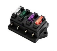 babominimer 4 Way Blade Fuse Holder Box for 12V 24V Car Boat Marine Applications, ABS Material with Cover and Gasket, 30A Per Channel, Includes Mounting Holes for Secure