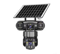 babominimer 4K Wireless Solar Security Camera System with Three Lenses: 360° PTZ, Full Color Night VISIONs, IP66 Waterproof for Indoor Outdoor Use, Cloud & TF(Black)