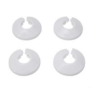 babominimer 4pcs 15mm Silver Electroplated Radiator Pipe Collars Covers for Floor or Wall Finishing, Plastic Pipe Hole Covers with 46mm Outer Diameter, Easy Snap-On(White)