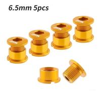 babominimer 5Pcs Single Chainring Bolts 7075 Aluminum Alloy Lightweight Machined Chainwheel Fixing Screws Set Compatible with for Road Crankset Replacement with 6.5mm Nut(Golden)