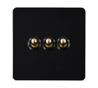 babominimer 86 Type Stainless Steel Panel Wall Toggle Light Switch with Brass Lever, 1 Way or 2 Way Wiring, Fireproof Material for Home, Office, Hotel, and Factory Indoor(3 Gang)
