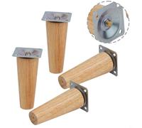 babominimer 8Cm, 10Cm, And 15Cm Wooden Furniture Legs, Replacement Legs For Cabinets, Sofas, Tables, And Chairs, With Mounting Plates And Floor Protectors.(Oblique 15cm)