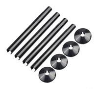 babominimer 8pcs Radiator Pipe Covers and Collars Set, 200mm Sleeves for for 15mm Plumbing Pipes, Chrome Effect and Black Finish, Decorative Bathroom and Home Heating Pipe(Black)