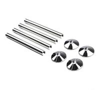 babominimer 8pcs Radiator Pipe Covers and Collars Set, 200mm Sleeves for for 15mm Plumbing Pipes, Chrome Effect and Black Finish, Decorative Bathroom and Home Heating Pipe(Chrome)
