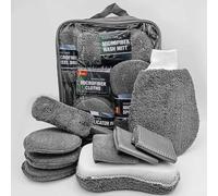 babominimer 9 Pcs Car Wash Cleaning Kit with Microfibre Wash Mitt, Polishing Pads, Tire Brush and Interior Cleaning Brush for Wheels, Rims, Dashboards, Air Vents - Green, G(gray)