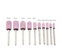 babominimer Abrasive Mounted Stone Rotary Tool Grinding and Polishing Wheel Set, 10 Pcs, 1/8 Inch Shank, Chrome Corundum, Flat Head and Tip Shapes, 4-10mm Head Diameters,(Pink)