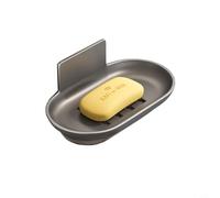 babominimer Aluminum Alloy Wall Mounted Soap Holder Bathroom Soap Dish with Drain, Rustproof Waterproof No Drill Installation, Space Saving Hollow Bottom Design for for Quick(grey)