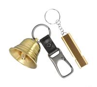 babominimer Brass Bear Bell with 120dB Double-Tube Whistle and Carabiner Attachment for Hiking Camping Cycling and Outdoor Safety, Backpack Bell for Bear Deterrent(Style A)
