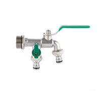 babominimer Brass Outdoor Double Garden Mixer Connector with 3/4 Inch Outlet Valve for Tank Water Adapter, Compatible with Washing Machine and All Copper Faucet, Long Lasting(Green)