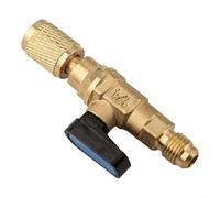 babominimer Brass R22 Ball Valve Air Conditioner Shut-Off Valve with Connecting Hose and R410a Adapter, Manual Straight Valve for for Mini Split Units, Car AC, Home