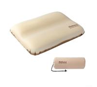 babominimer Camping Self-Inflating Pillow with Ergonomic Neck Support, 30D Stretch Fabric and High-Resilience Memory Foam, Lightweight 350g Compact Design for Outdoor(Beige)