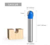 babominimer Carbide Core Box Router Bit 1/4 Inch (6.35mm) Shank Round Bottom Milling Cutter Double Flute Woodworking Tool for for Engraving and Mortising in Hardwood,(9.52mm)
