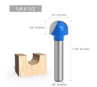 babominimer Carbide Core Box Router Bit 1/4 Inch (6.35mm) Shank Round Bottom Milling Cutter Double Flute Woodworking Tool for for Engraving and Mortising in Hardwood,(12.7mm)