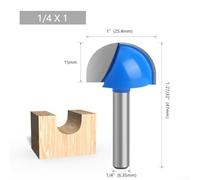 babominimer Carbide Core Box Router Bit 1/4 Inch (6.35mm) Shank Round Bottom Milling Cutter Double Flute Woodworking Tool for for Engraving and Mortising in Hardwood,(25.4mm)