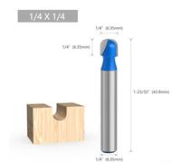 babominimer Carbide Core Box Router Bit 1/4 Inch (6.35mm) Shank Round Bottom Milling Cutter Double Flute Woodworking Tool for for Engraving and Mortising in Hardwood,(6.35mm)