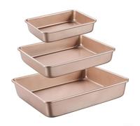 babominimer Carbon Steel Baking Trays Set Of 2 Non-Stick Cookie Sheet Roasting Pan Rectangular Oven Bakeware Rose Gold Professional Grade Kitchen Baking Sheets(B)