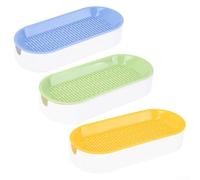 babominimer Cat Grass Germination Trays Set of 3 - Plastic Growing Boxes for Indoor Pet Greens - Blue, Green, Yellow - 20x15x10cm Maintenance Cat Grass for Home Decor