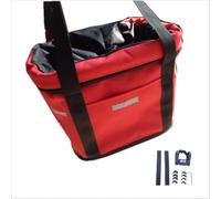 babominimer Detachable Front Basket 600D Polyester with Aluminum Alloy Frame 10kg Load, Removable Handlebar Bag with Hand Strap for Pet Carrier, Grocery Shopping,(Red)