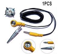 babominimer ESD Grounding Cord, Coiled Anti-Static Grounding Wire with Clip - 2mm PVC/Metal Cable, 180cm Stretched Length, 10mm Jaw Opening, Yellow &