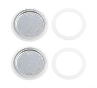 babominimer Espresso Maker Moka Pot Replacement Set with 2 Stainless Steel and 4 Food-Grade Silicone Gasket Seals Compatible with for 3 Cup, 6 Cup, 9 Cup Stovetop(9Cup)