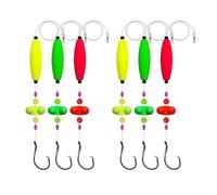 babominimer Fishing Rigs with Peg Floats and Circle Hooks, Pre-Tied Large Rig with Double Rattle Bells, Slip-Knot Swivel and Palomar Knot, Adjustable(8/0 6pcs)