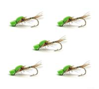 babominimer Fly Fishing Dry Flies Set of 5 Foam Mayfly Lures with High Carbon Steel Hooks, Floating Dry Fly Baits for Trout, Salmon, Bass, Steelhead, Grayling,(green)